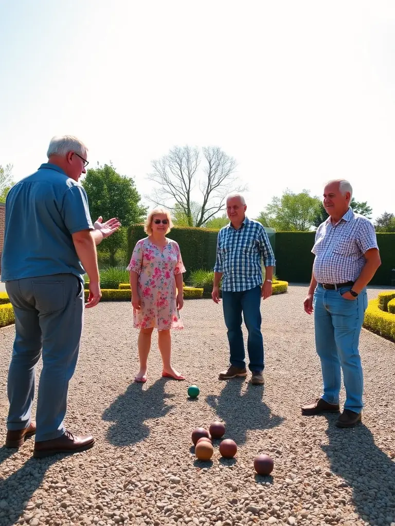 Image of a local pétanque competition organized by Pétanque Gessienne, showcasing players of different skill levels competing.